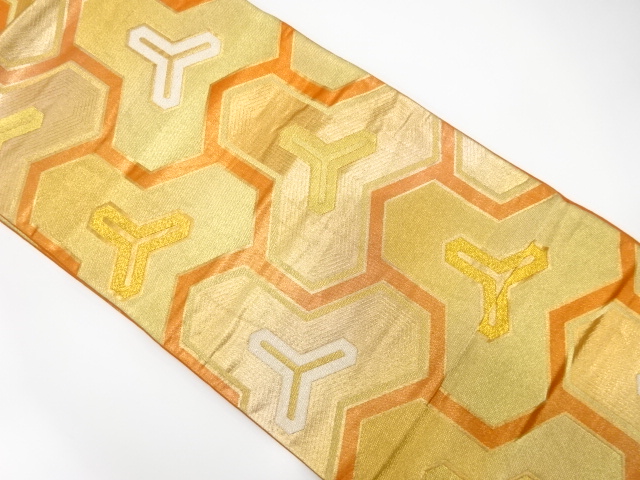 JAPANESE KIMONO / ANTIQUE FUKURO OBI / SILK / WOVEN BISHAMON KIKKO